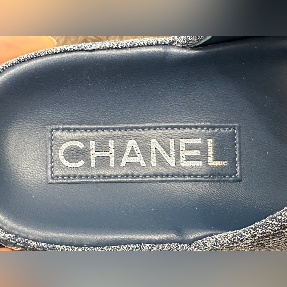 2025 CHANEL BLUE DENIM DAD SANDALS SLIDES SHOES 36C NEW WITH DEFECTS - Picture 14 of 16